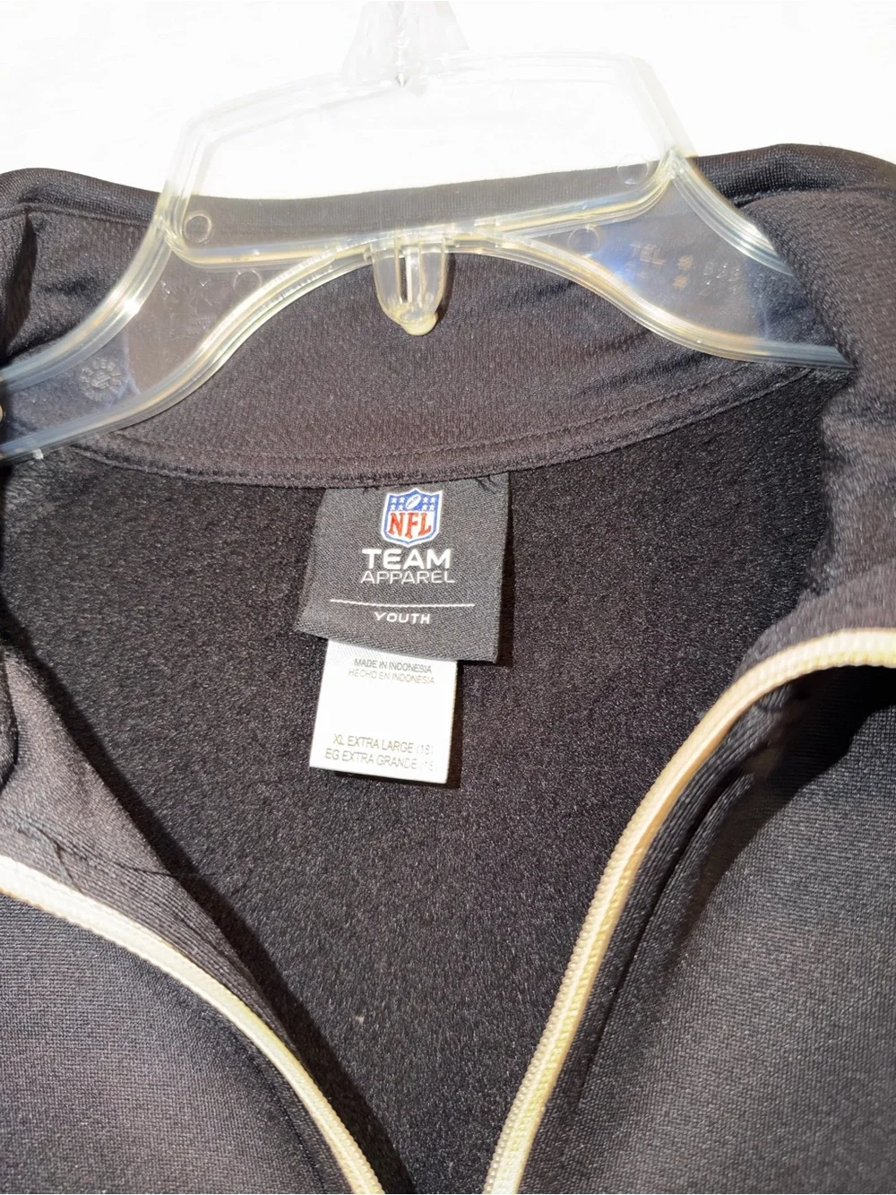 NFL Saints Black Pullover with Gold Zipper Trim